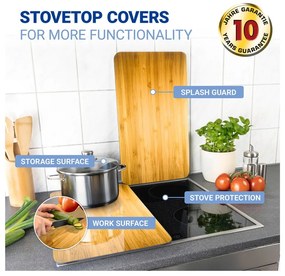 Kryty na sporák z tvrdeného skla v súprave 2 ks 52x30 cm Wooden – Maximex