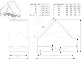 Domčeková detská posteľ z borovicového dreva Adeko Loca Dork, 90 x 200 cm