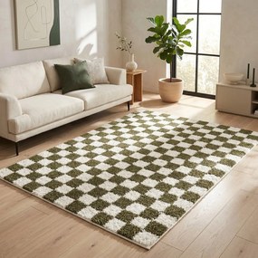 Tmavozelený/krémovobiely koberec 160x230 cm Grida – ESTE