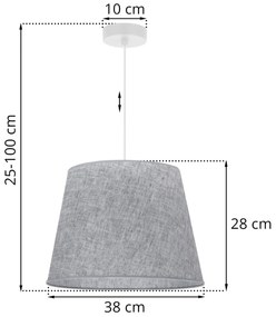 Závesné svietidlo Len1, 1x šedé textilné tienidlo, (fi 38 cm), w