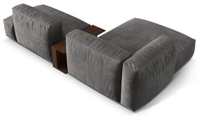 Sivá zamatová modulárna rohová pohovka (ľavý roh/s leňoškou) Martina – Micadoni