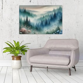 Obraz - Lesná krajina s hmlou (90x60 cm)