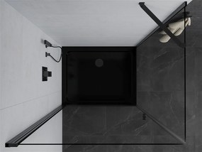 Mexen Pretoria, sprchovací kút 90 (dvere) x 80 (stena) cm, 6mm číre sklo, čierny profil + čierna sprchová vanička, 852-090-080-70-00-4070B