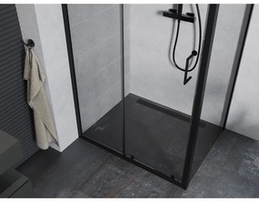 Mexen Apia, sprchový kút s posuvnými dverami 105 (dvere) x 80 (stena) cm, 6mm číre sklo, čierny profil, 840-105-080-70-00