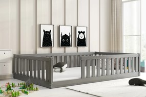 Široká posteľ BELLA SIMA 120×200 cm Montessori – grafitová