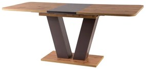 Rozkladací jedálenský stôl 136-176 cm Panteo (dub wotan + hnedá) (pre 4 až 6 osôb). Vlastná spoľahlivá doprava až k Vám domov. 1050728