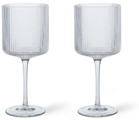 Ferm Living Pohár na červené víno Ripple Clear – sada 2 ks