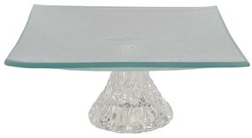 Transparentný sklenený servírovací podnos na nohe - 15*15*7 cm