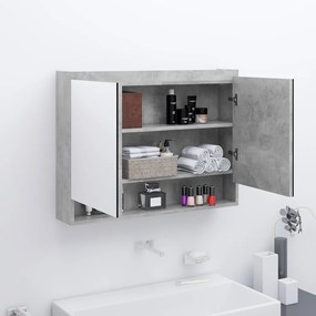 Kúpeľňová zrkadlová skrinka 80x15x60 cm MDF betónovosivá