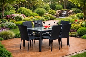 JEDÁLENSKÝ ZÁHRADNÝ SET BOLSENA 6 x STOLIČKA + STÔL ČIERNY