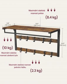 Predsieňový vešiak Houseland Plunge, hnedý/čierny