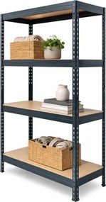 Regál 150x70x30 cm lakovaný 4-policový, nosnosť 700 kg, RIVET - čierny