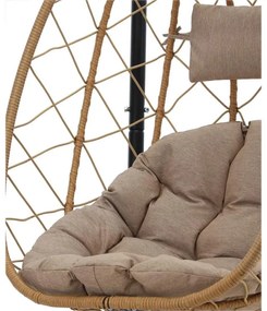 Závesné kreslo Garden Line béžovej farby s béžovým vankúšom a čiernym rámom FAT9100