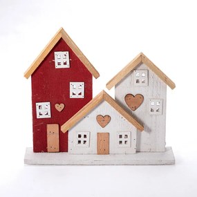 Drevená LED dekorácia DOMČEKY