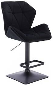 LuxuryForm DESIGN Barová stolička MILANO MAX VELUR na čiernej hranatej podstave - čierna