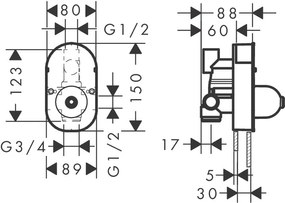 Hansgrohe Vernis Shape, vaňová batéria pod omietku, s telesom, čierna matná, HAN-71472670