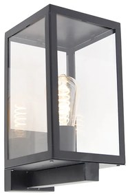 Moderné vonkajšie obdĺžnikové nástenné svietidlo čierne so sklom - Rotterdam