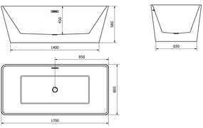 Mexen MALAGA VOĽNE STOJACA VANA Biela 170 x 80 CM + sifón automat, 51421708000