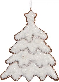 Závesná dekorácia zasnežený perníkový stromček Frosted Ginger - 9*1*10 cm