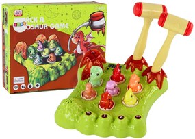 LEAN TOYS Hra Buchni Dinosaura – kladivá, zvuky, svetlá – zelená