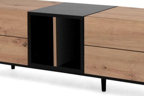 Široká TV skrinka Nola, dub artisan/čierna
