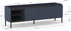 Modrý TV stolík 160x55x42 cm Adara – Marckeric