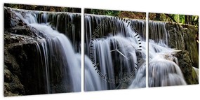 Obraz - Kaskády vodopádov (s hodinami) (90x30 cm)