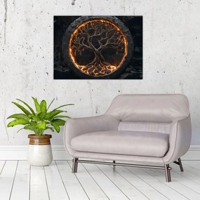 Sklenený obraz – Strom života v láve I. (70x50 cm)