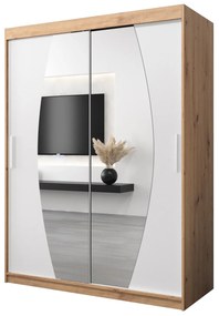 Šatníková skriňa 150 cm Eclipse (dub artisan + biela matná). Akcia -23%. Vlastná spoľahlivá doprava až k Vám domov. 1063407