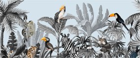 Obraz zvierat v tropickom lese (120x50 cm)