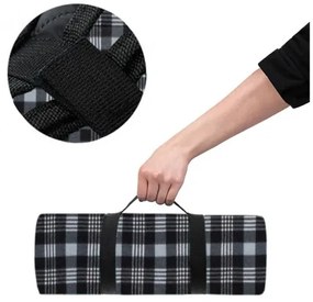 Pikniková deka károvaná, sivá