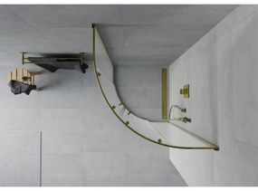 Mexen Rio, štvrťkruhový sprchovací kút s posuvnými dverami 70(dvere) x 70(dvere) x 190 cm, 6mm sklo námraza, zlatý lesklý profil, 863-070-070-50-30