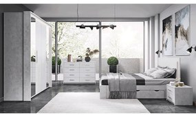 Spálňová zostava (posteľ+2x nočný stolík+skriňa), sivý betón, ALDEN