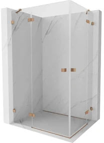 Mexen Lunar Duo, výklopný sprchový kút 100 x 70 cm, 8mm číre sklo, profil medená matná, 834-100L-070P-65-00