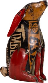 Kovový sediaci zajac v štýle upcycle 210x90x310