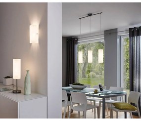 Závesné svietidlo v bielo-striebornej farbe so skleneným tienidlom TROY 3 – EGLO