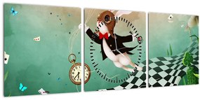 Obraz - Fantasy zajačik (s hodinami) (90x30 cm)