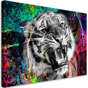 Obraz na plátně, Tygří zvířecí povaha - 100x70 cm