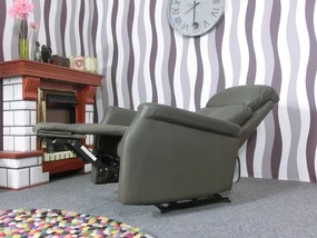 (2272) SOLEA kožené elektrické polohovacie kreslo sivé