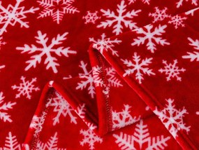 Vianočná mikroplyšová deka FROSTY FLAKES, červená Rozmer: 160 x 200 cm