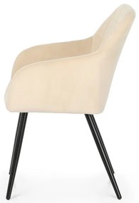 Sada dvoch jedálenských stoličiek LUXANO zamatové, béžové / čierne nohy (2 ks)