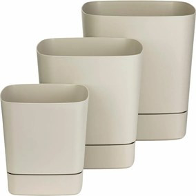 Sada 3 ks květináčů s podmiskou Cubi béžová