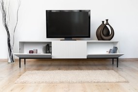 TV stolík Nicole 200 cm - biely mat / čierne nožičky