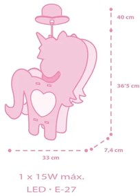 Dalber 41597 - Detský luster UNICORN 1xE27/15W/230V