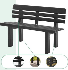 Záhradná lavica GENZIANA, 110x52x71cm, antracitová I.P.A.E-Progarden