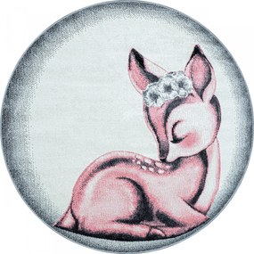 Ayyildiz, Detský kusový koberec Bambi 850 pink kruh, 120x120 (priemer) kruh, ružová, detská izba