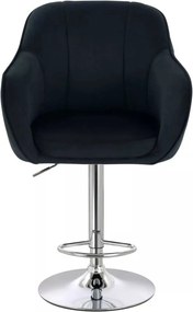 LuxuryForm DESIGN Barová stolička AVOLA VELUR na striebornom tanieri - čierna