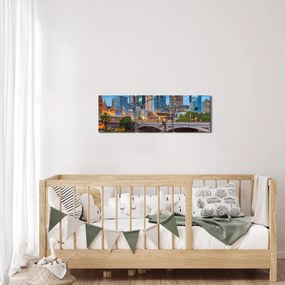 Obraz mesta Melbourne (s hodinami) (90x30 cm)