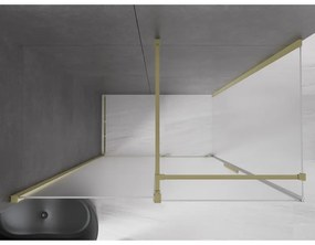 Mexen Velar, sprchový kút s posuvnými dverami 140 x 75 cm, 8mm sklo námraza, zlatá matná, 871-140-075-31-55