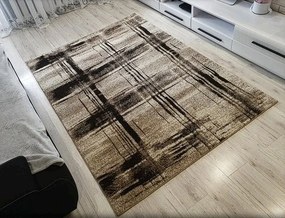 Moderný koberec Rio 170-Cream-Cream – béžovo-hnedý s geometrickým vzorom Rozmer: 80x150 cm